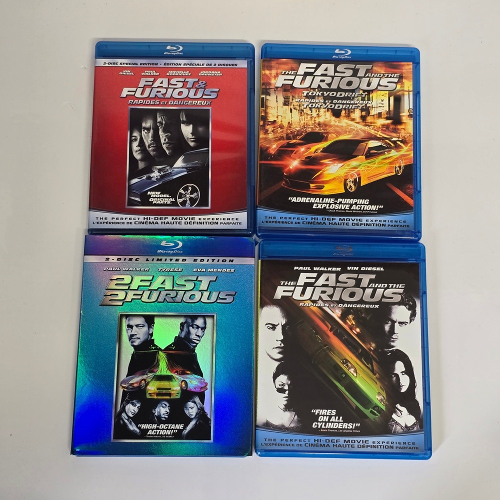 Fast and‎ Furious 1-4 Movie Collection Blu-ray 2001-2009 Action Racing Bundle